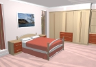 Bedroom with FULL length handles and coloured drawers