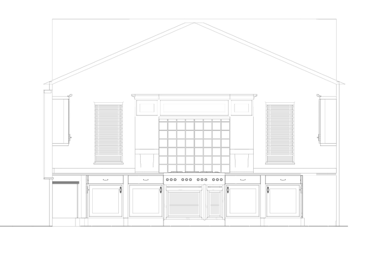 Elevation of Kitchen excluding island