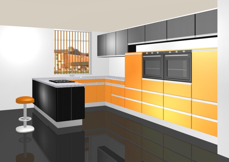 Modern two coloured gloss Kitchen