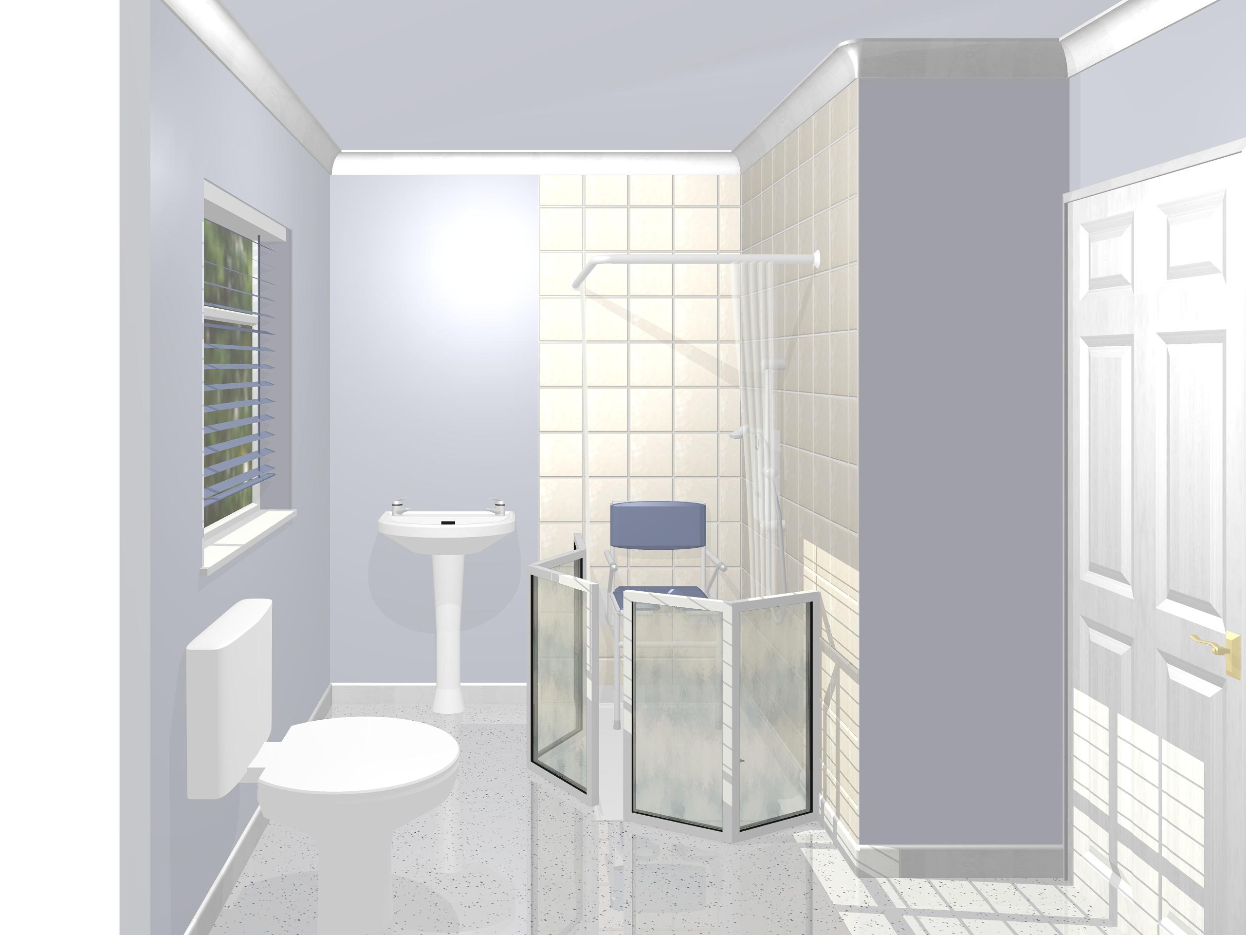 Bathroom with level access tray and screens (SV25)